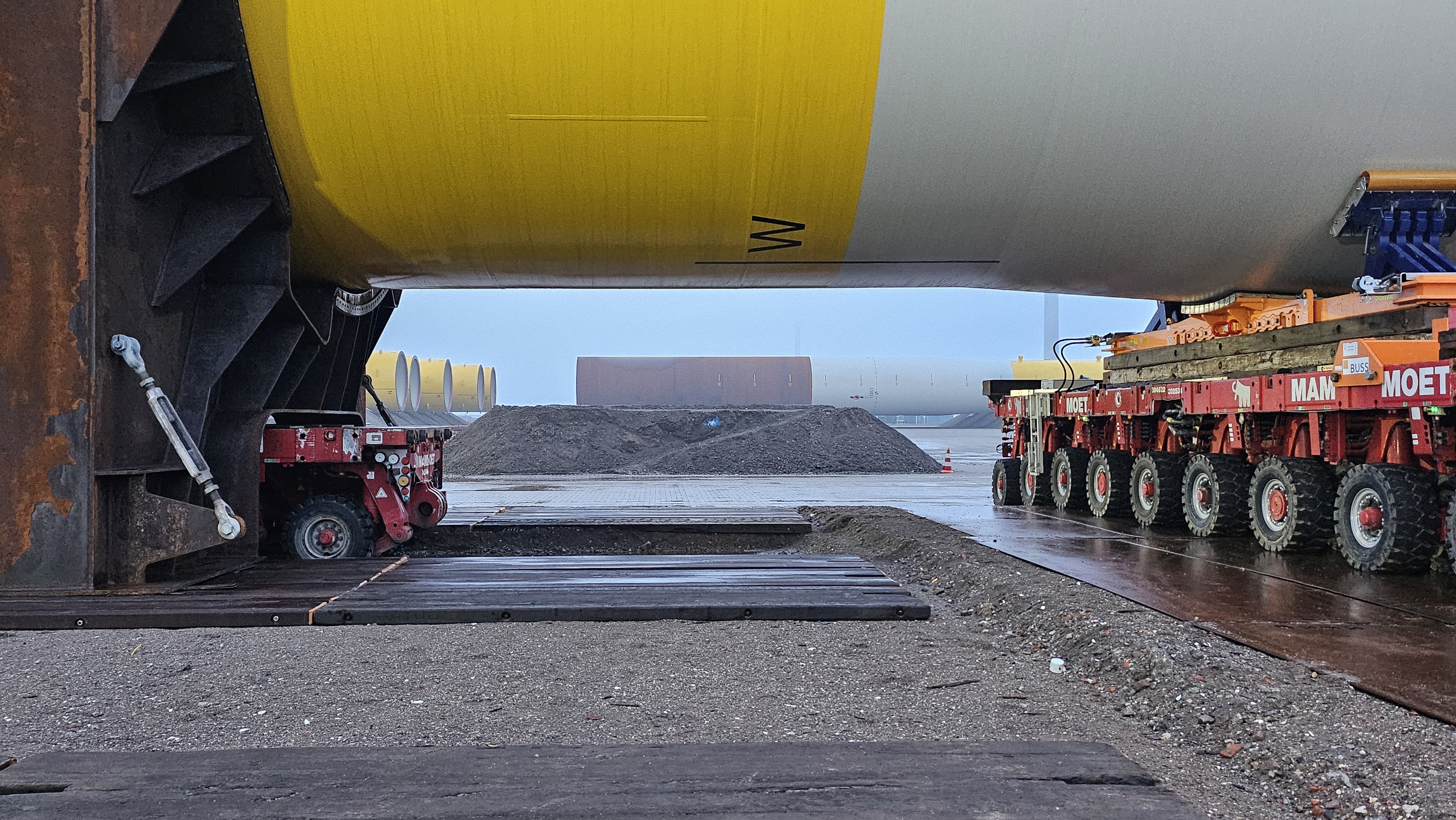 Final Batch of Monopiles for RWE’s Thor Project Successfully Delivered and Stored at Eemshaven Port